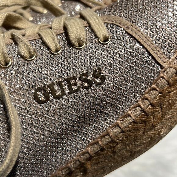 Guess gold sparkling Espadrille size 4.5/5.  B69 - Picture 10 of 14